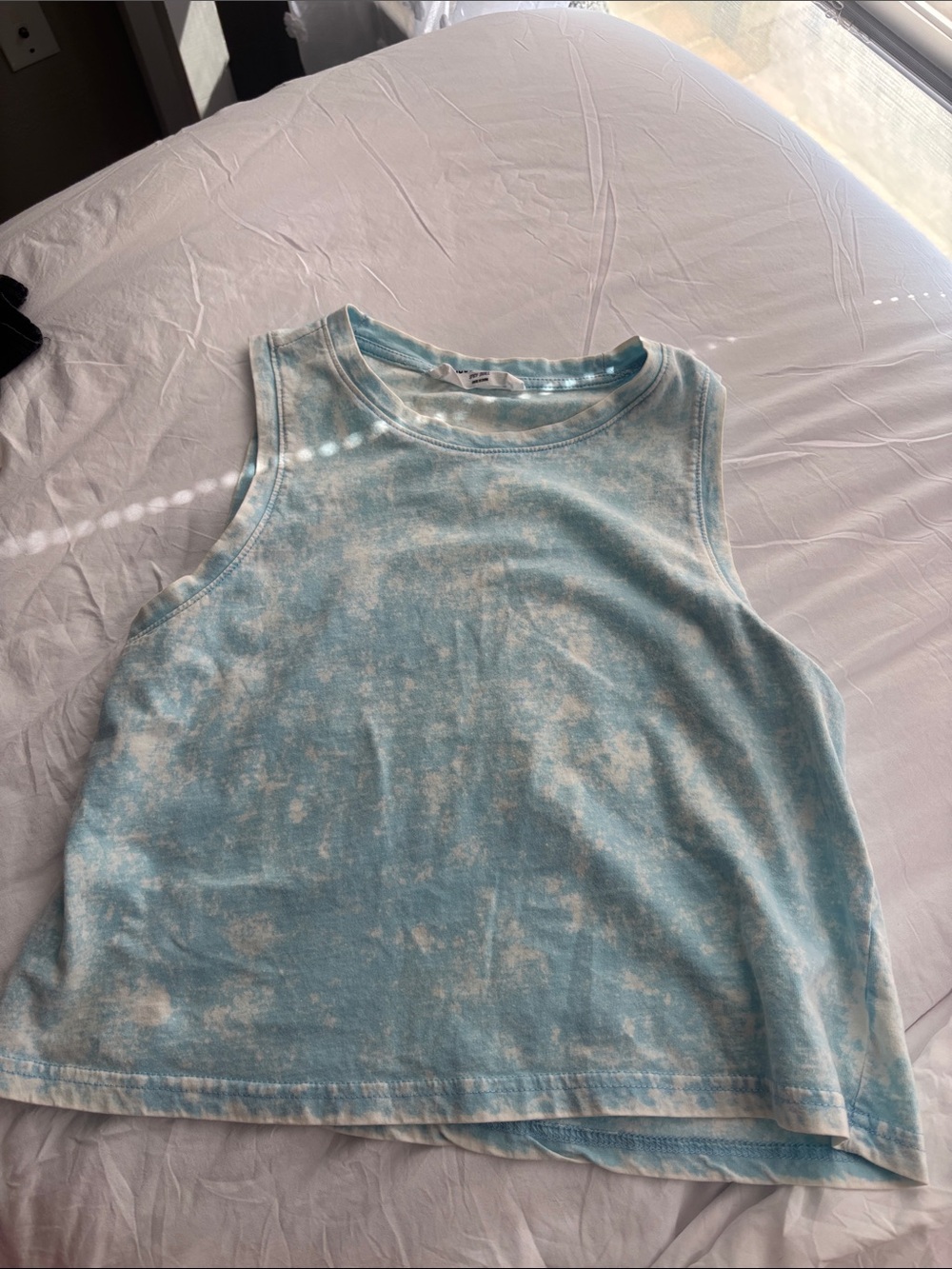 Double Zero Girls Blue and White Tie-Dye Cropped Tank